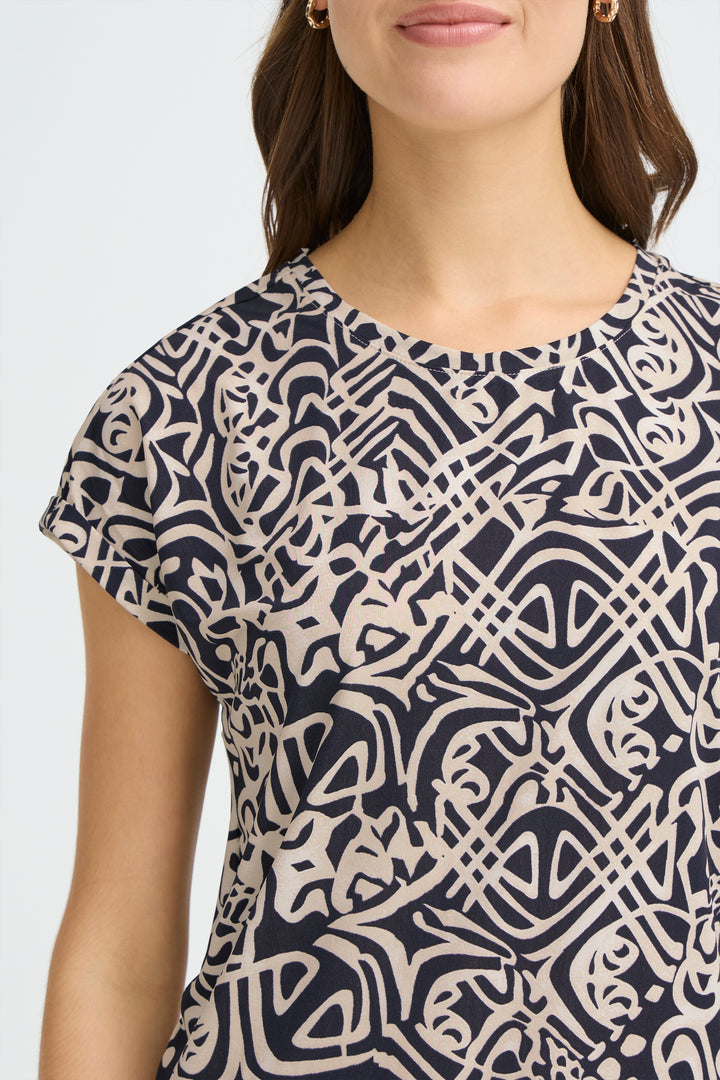 Fransa Navy Deco Seen T-Shirt