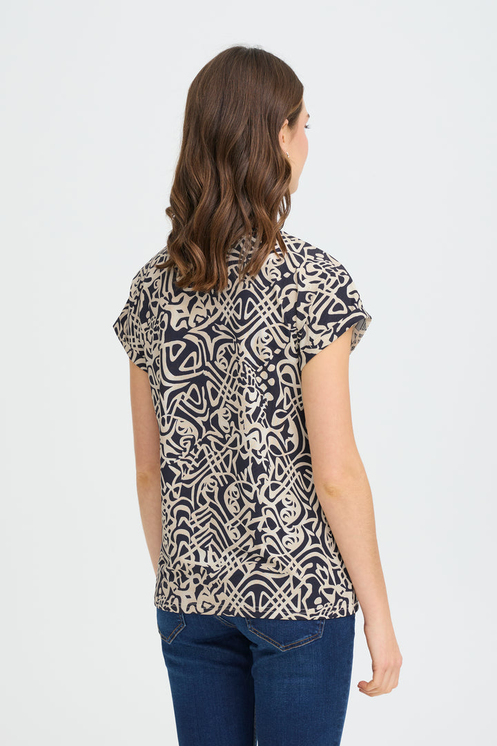 Fransa Navy Deco Seen T-Shirt