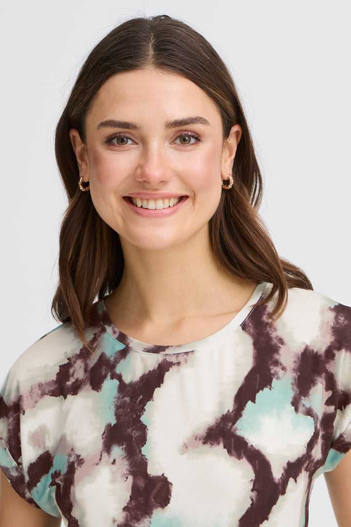 Fransa Green Watercolour Seen T-Shirt