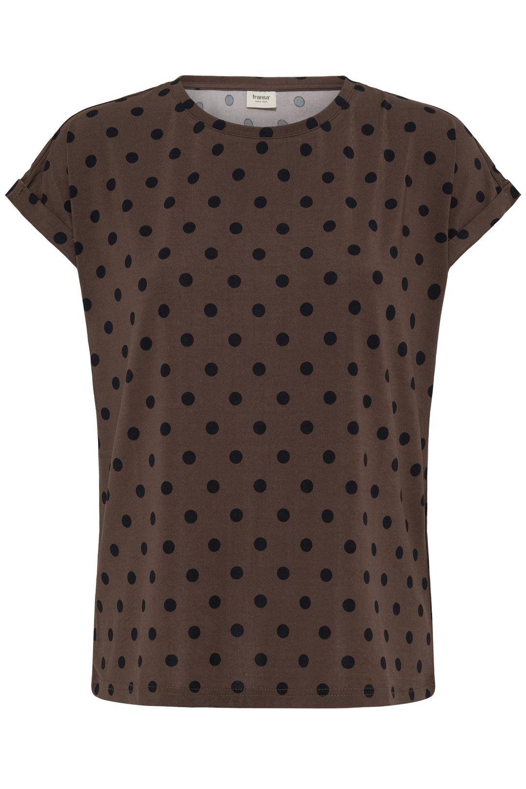 Fransa Chocolate Polka Dot Seen T Shirt