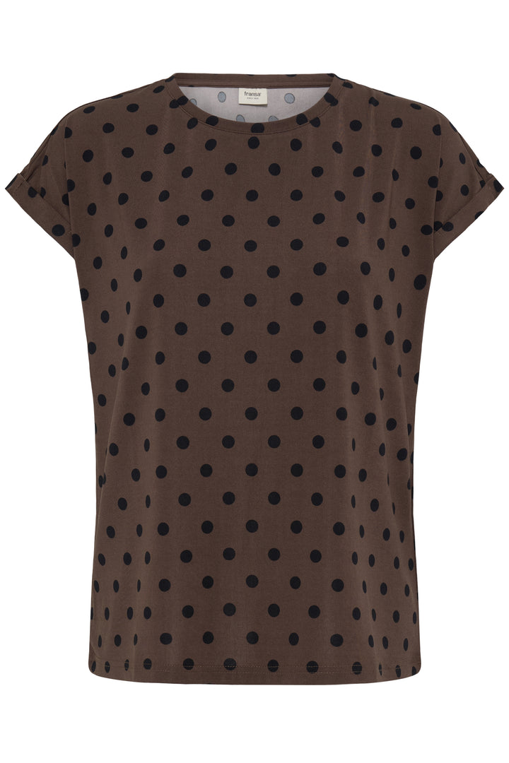 Fransa Chocolate Polka Dot Seen T Shirt