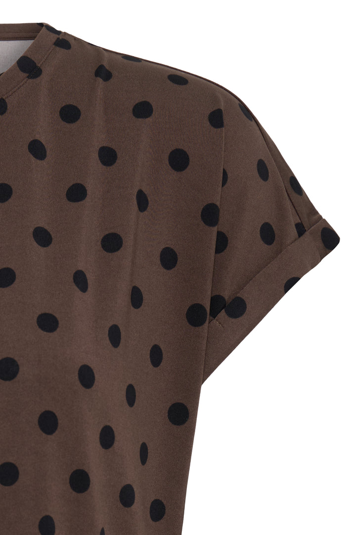 Fransa Chocolate Polka Dot Seen T Shirt