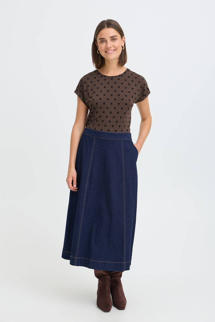 Fransa Chocolate Polka Dot Seen T Shirt