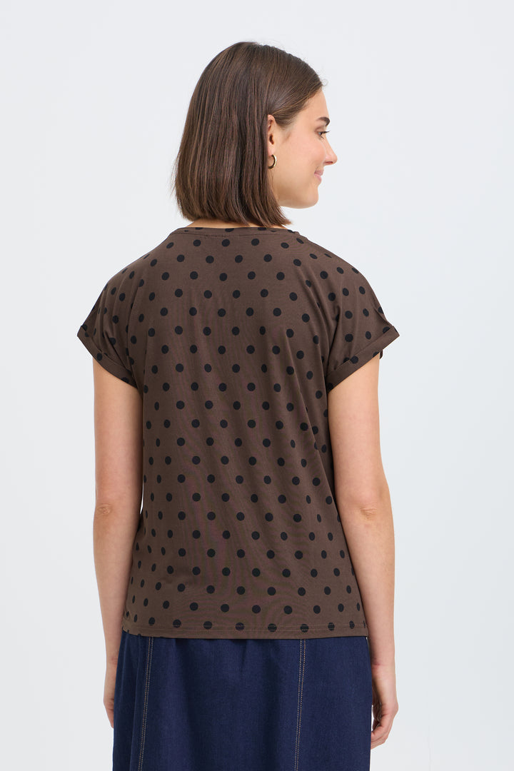 Fransa Chocolate Polka Dot Seen T Shirt