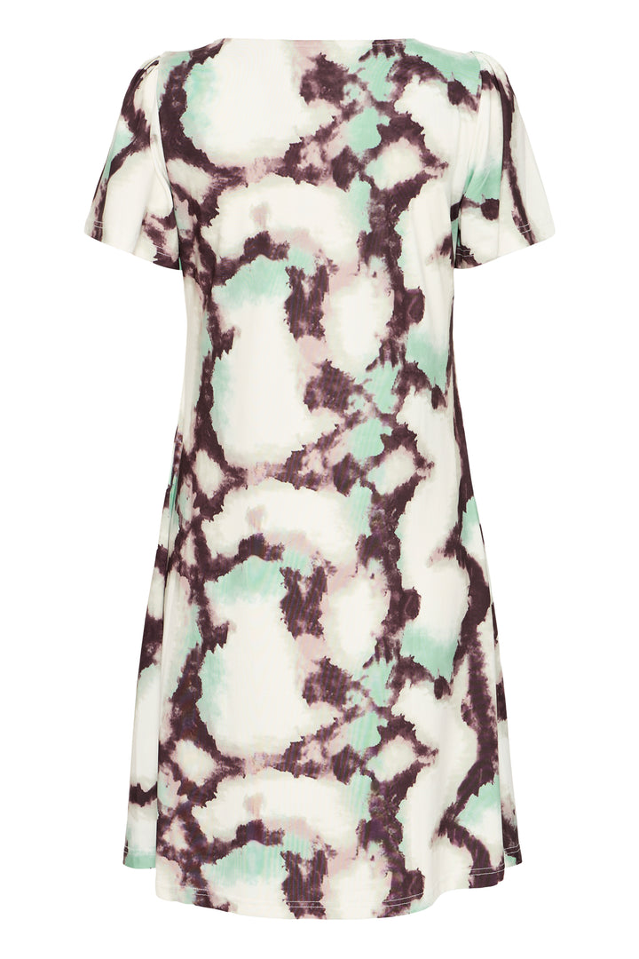 Fransa Green Watercolour Seen Dress