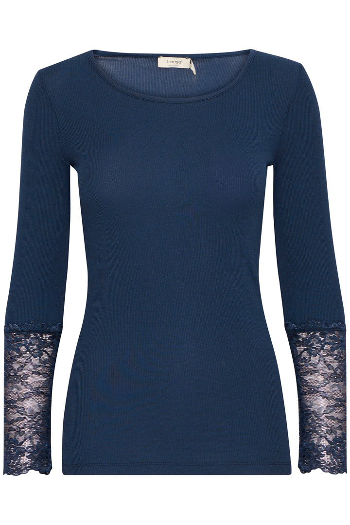 Fransa Navy Lace Hizamond Top