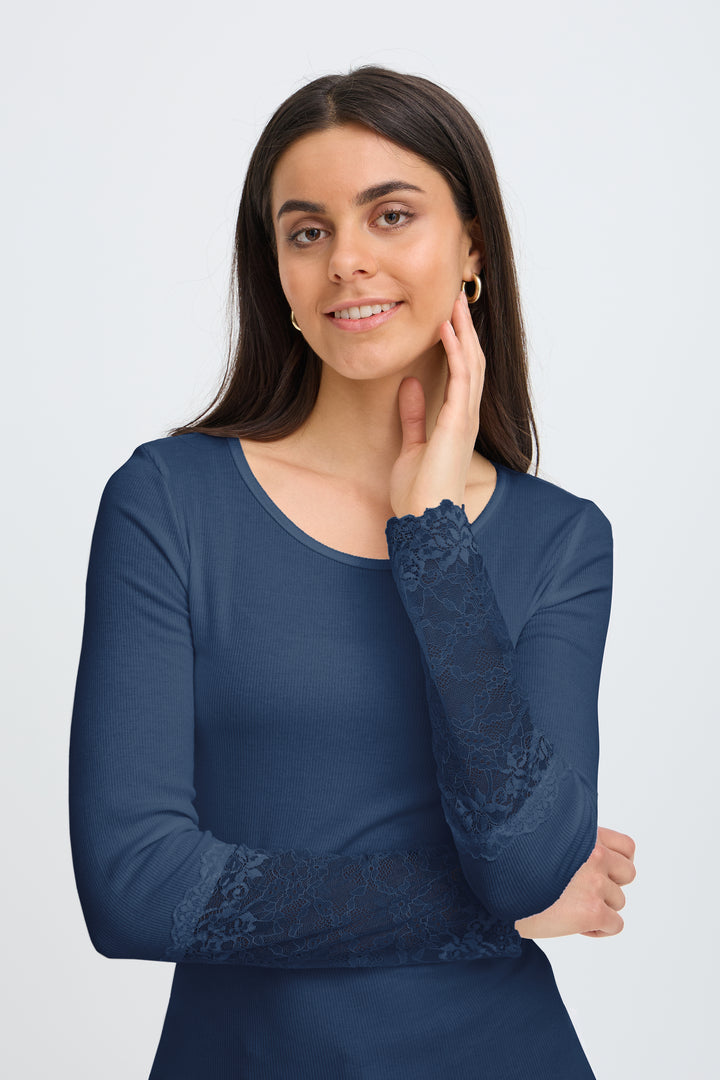 Fransa Navy Lace Hizamond Top