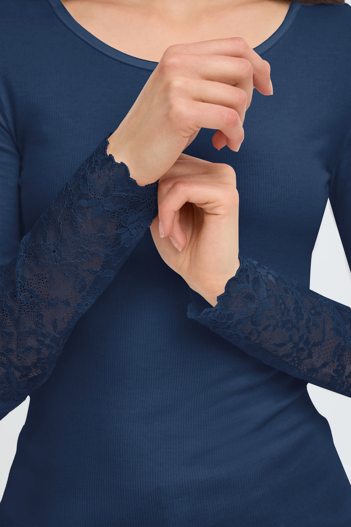 Fransa Navy Lace Hizamond Top