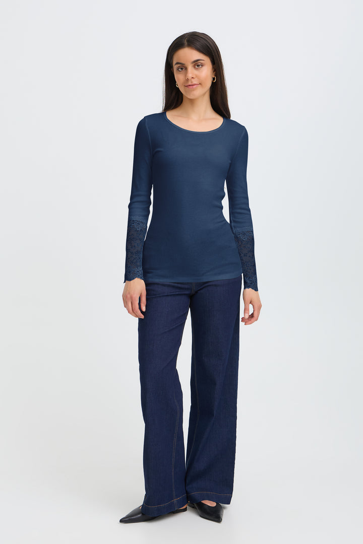 Fransa Navy Lace Hizamond Top