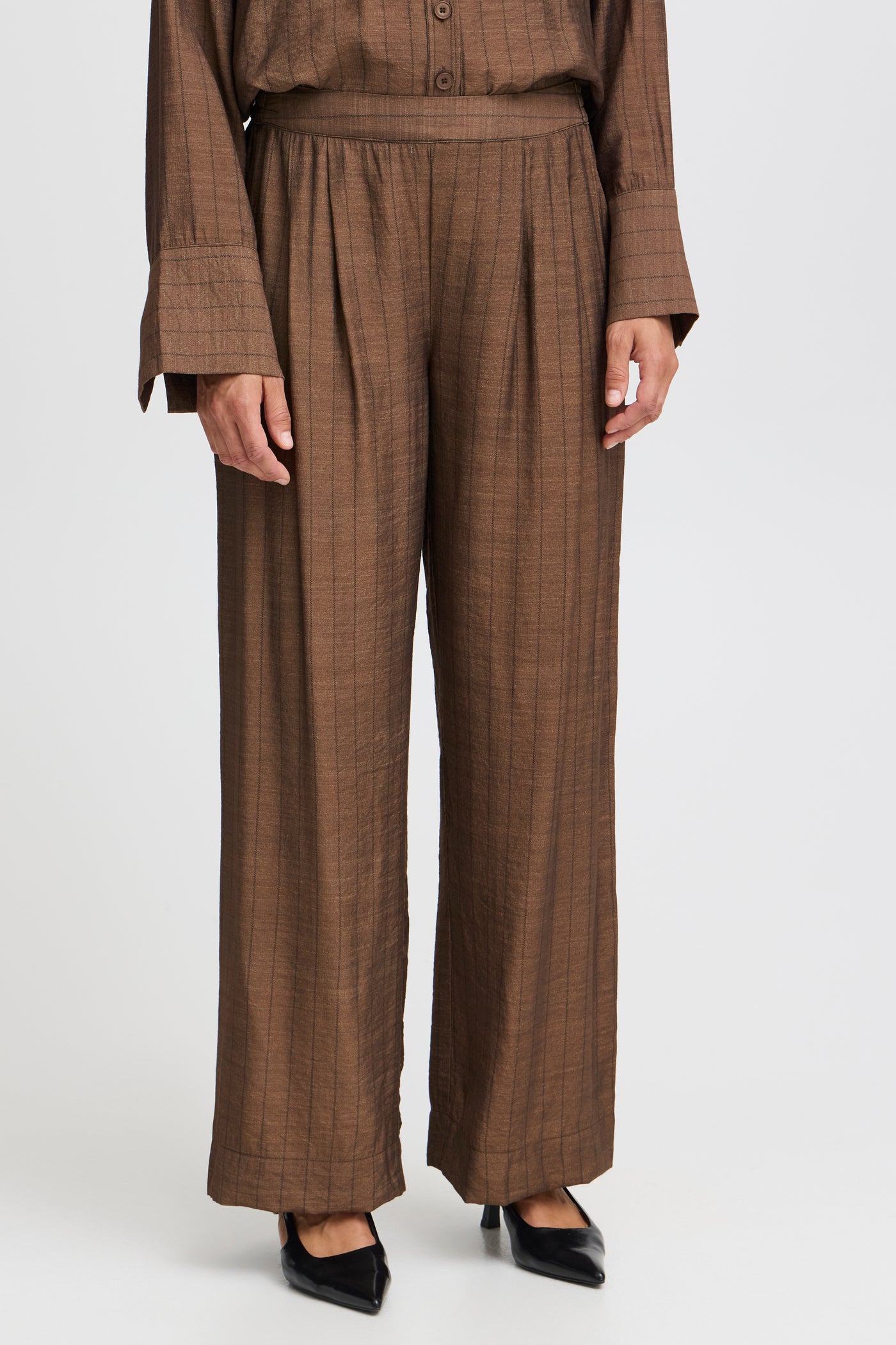 Fransa Brown Striped Ariana Trousers