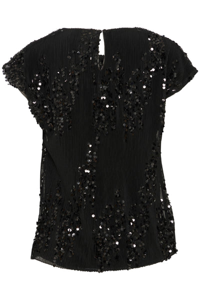 Fransa Black Sequin Heather Top