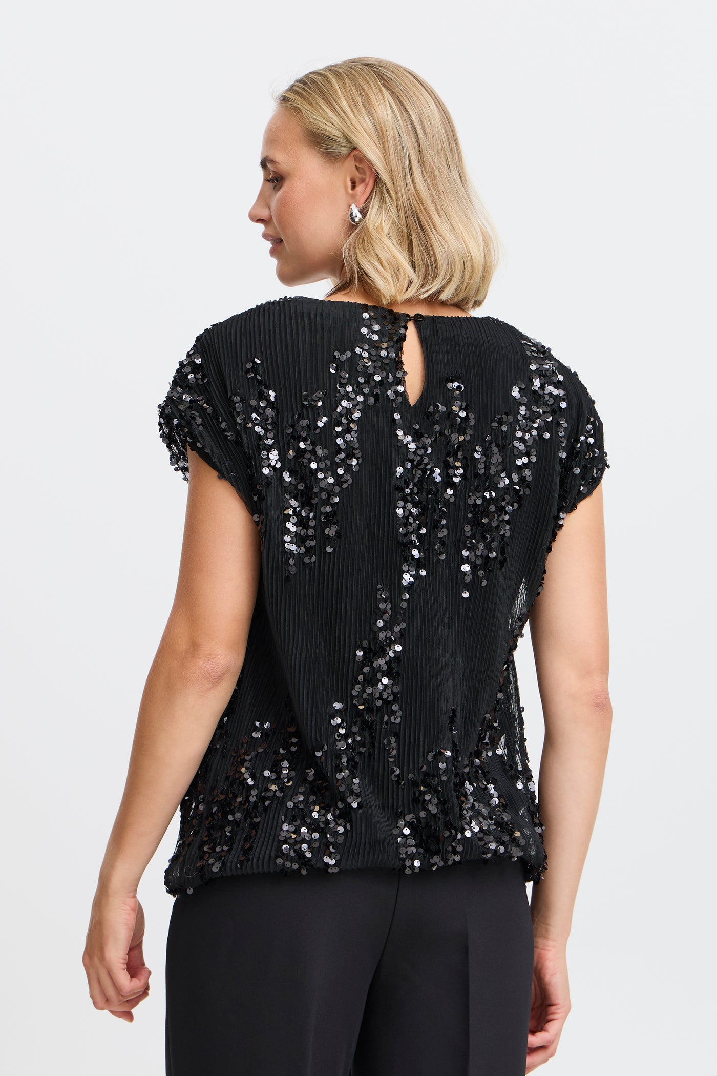 Fransa Black Sequin Heather Top