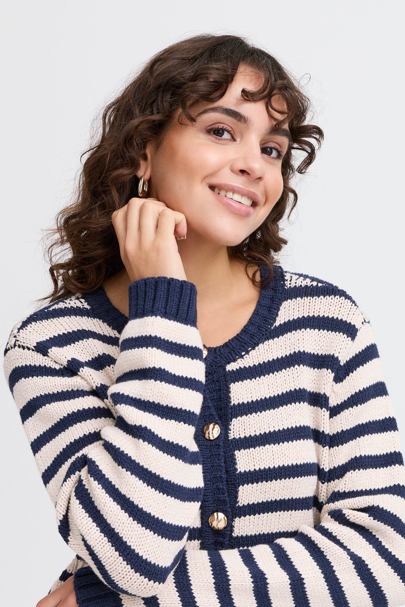 Fransa Navy Stripe Cardigan