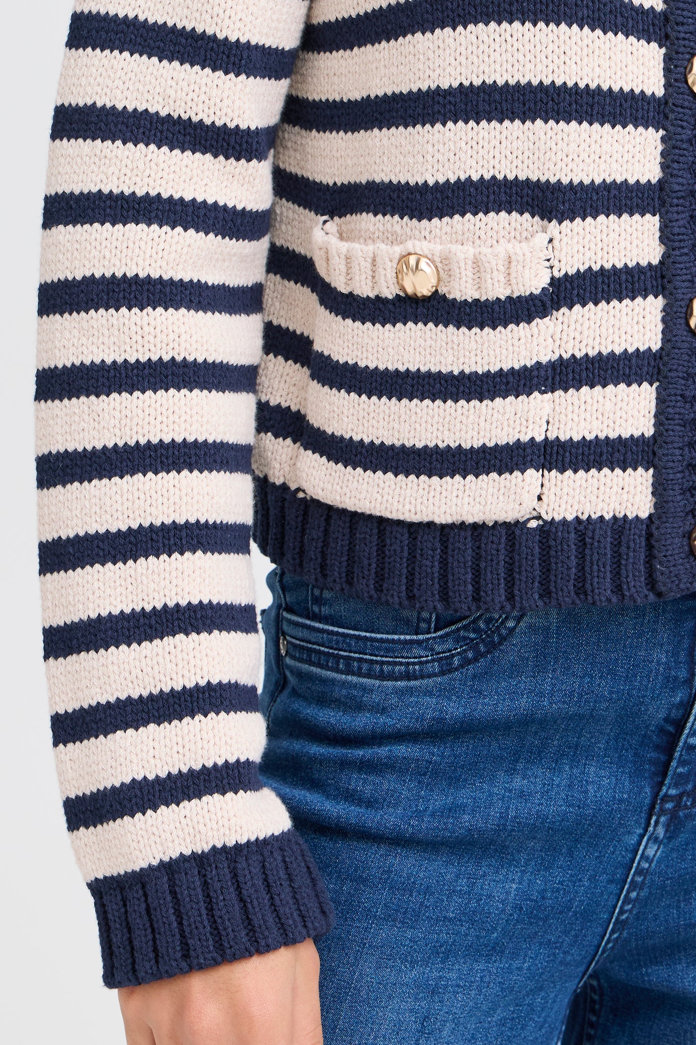 Fransa Navy Stripe Cardigan