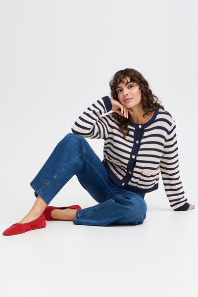 Fransa Navy Stripe Cardigan