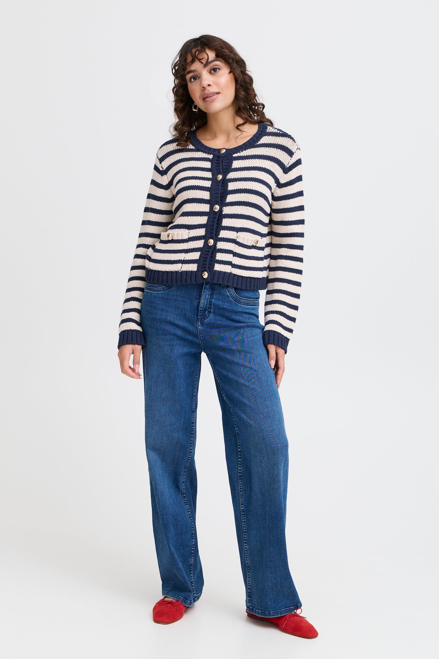 Fransa Navy Stripe Cardigan