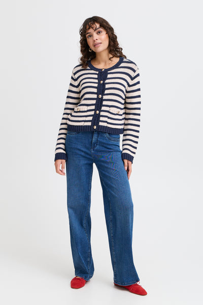 Fransa Navy Stripe Cardigan