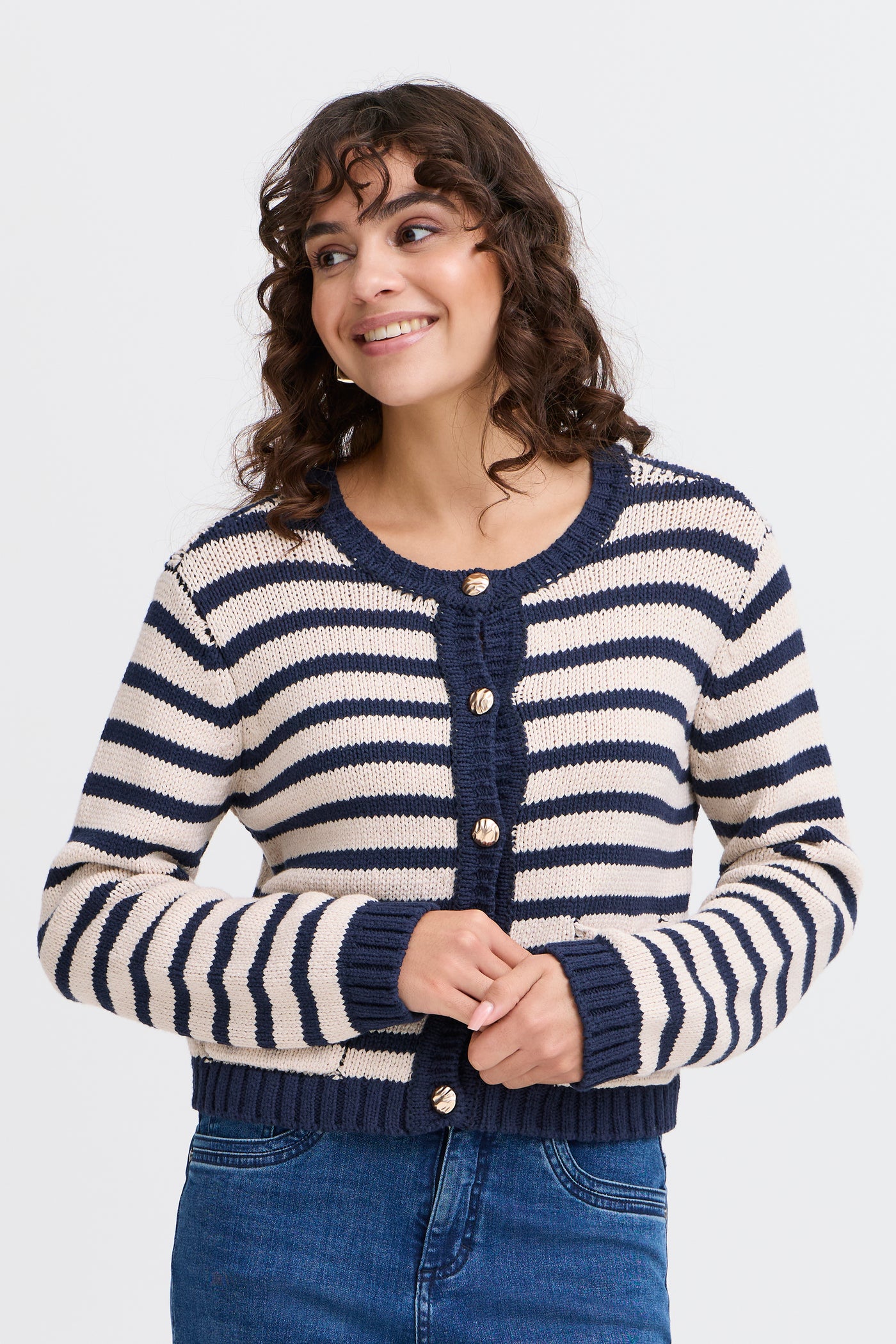 Fransa Navy Stripe Cardigan