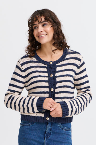 Fransa Navy Stripe Cardigan