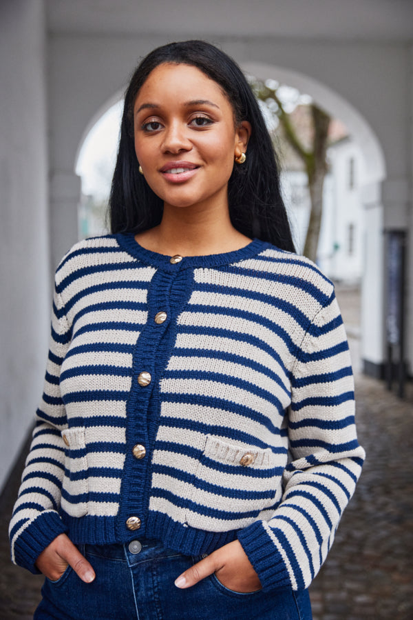 Fransa Navy Stripe Cardigan