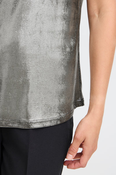 Fransa Gunmetal Metallic Anny Tee