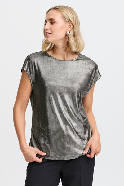 Fransa Gunmetal Metallic Anny Tee