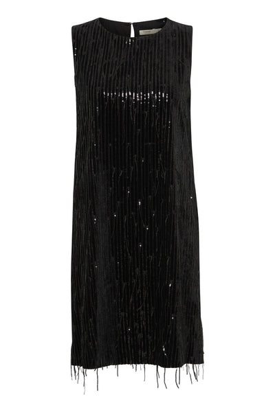 Fransa Black Sequinned Winni Dress