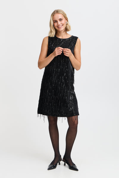 Fransa Black Sequinned Winni Dress