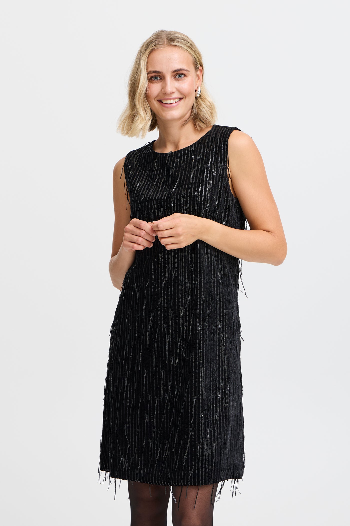 Fransa Black Sequinned Winni Dress