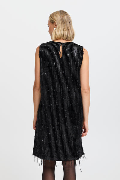 Fransa Black Sequinned Winni Dress