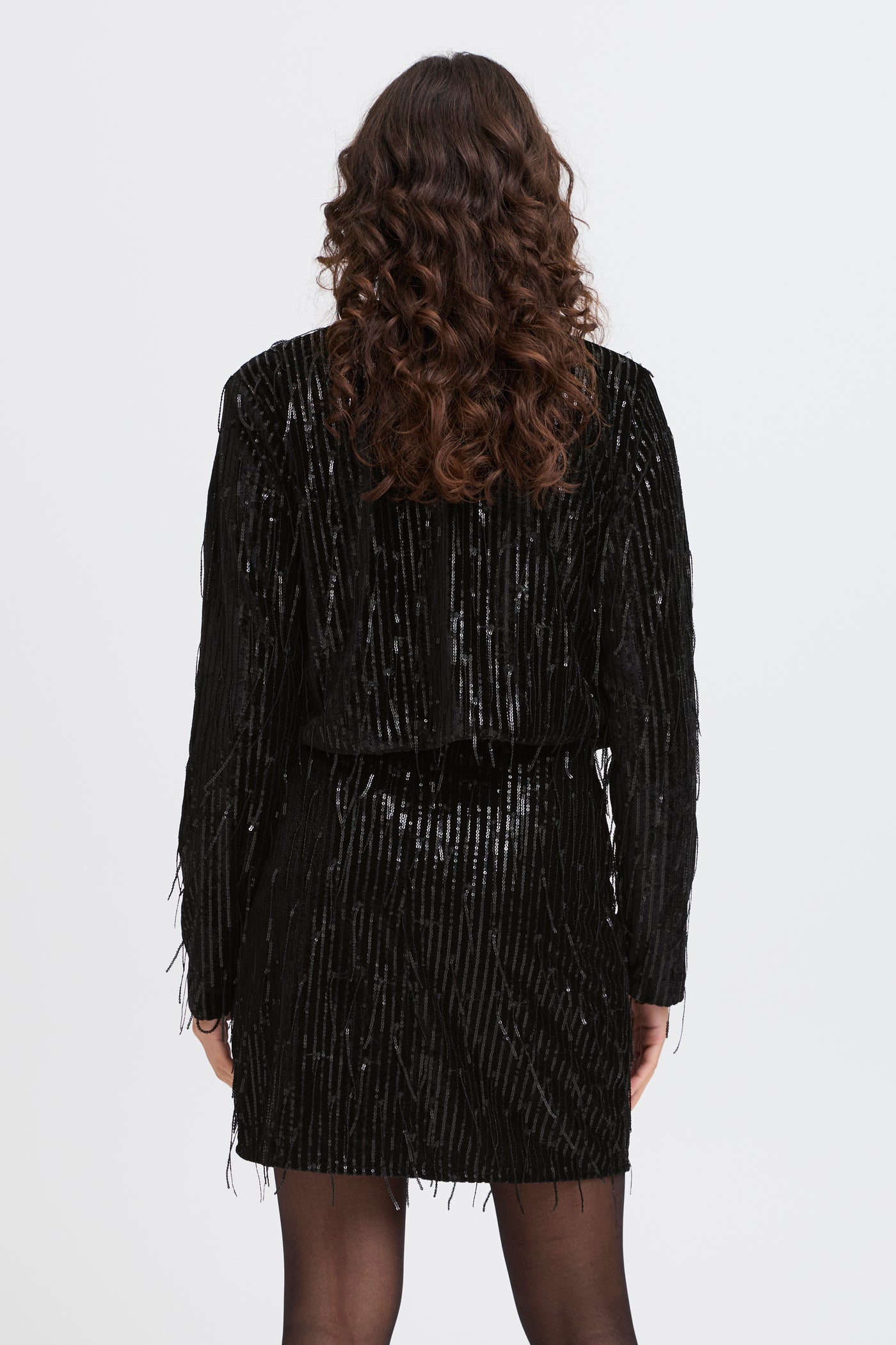 Fransa Black Sequinned Winni Jacket