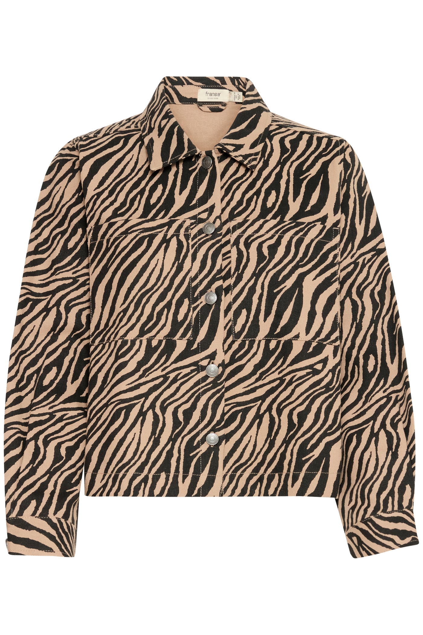 Fransa Zebra Print Denim Jacket