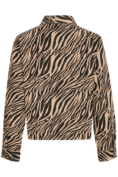 Fransa Zebra Print Denim Jacket