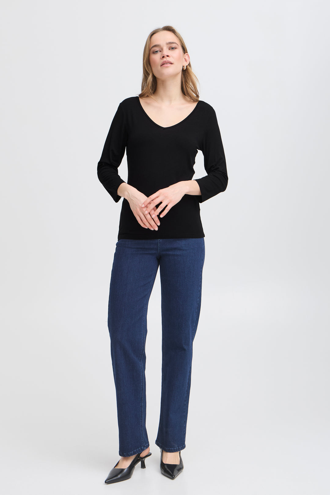 Fransa Black Reversible Dotta Top