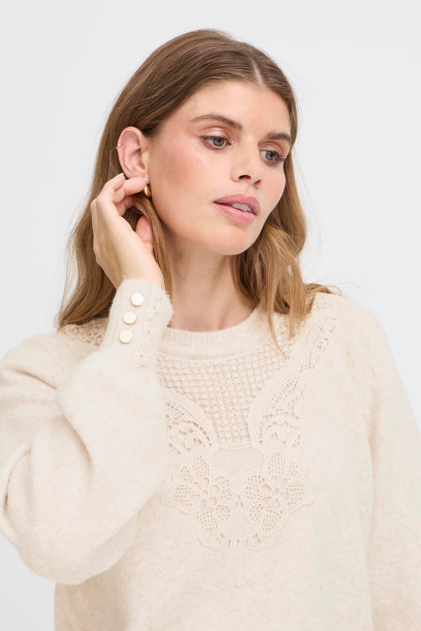 Fransa Oatmeal Ellen Pullover