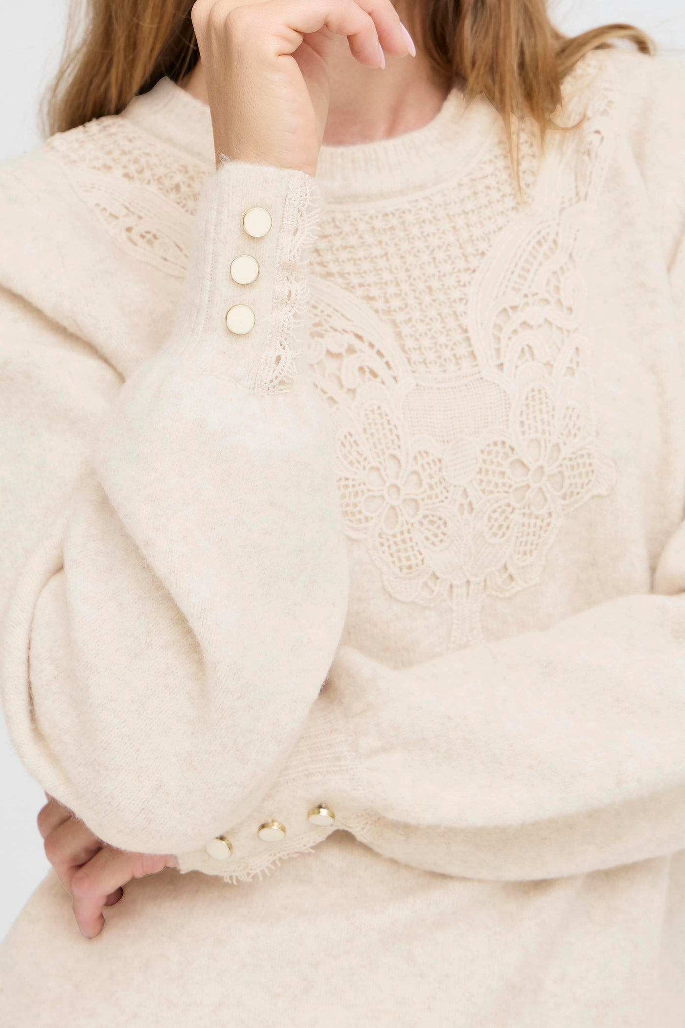 Fransa Oatmeal Ellen Pullover