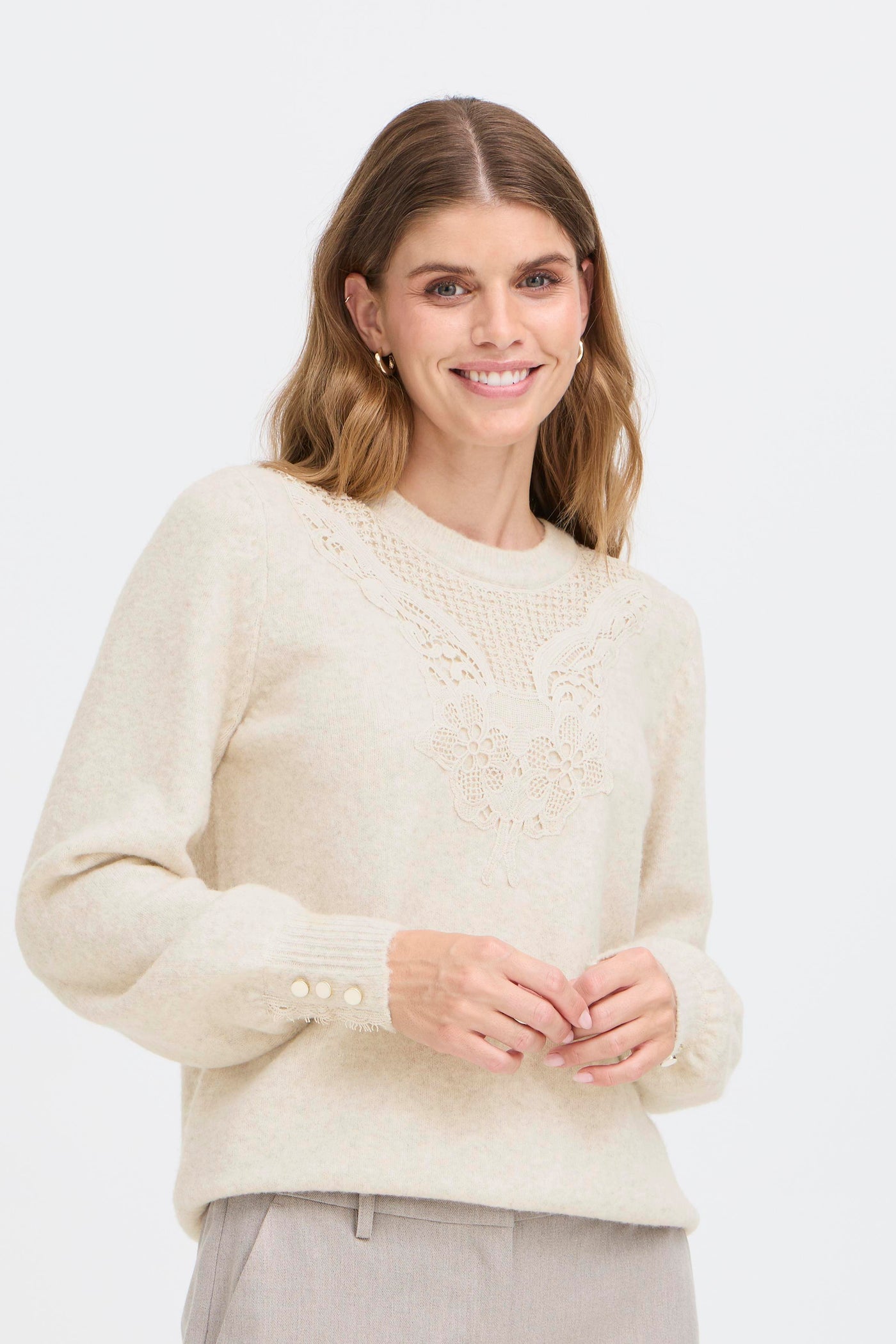 Fransa Oatmeal Ellen Pullover
