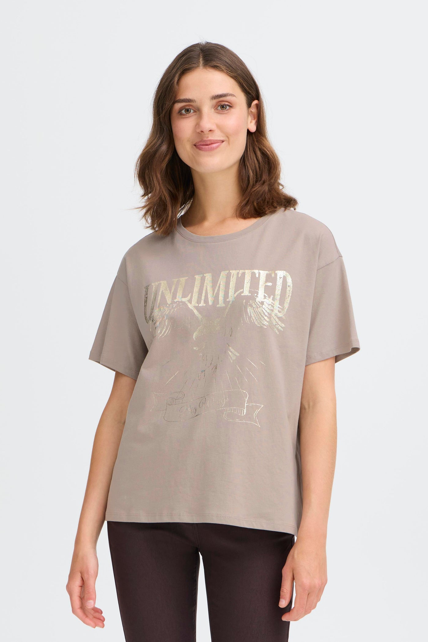 Fransa Stone & Gold Haisley Tee
