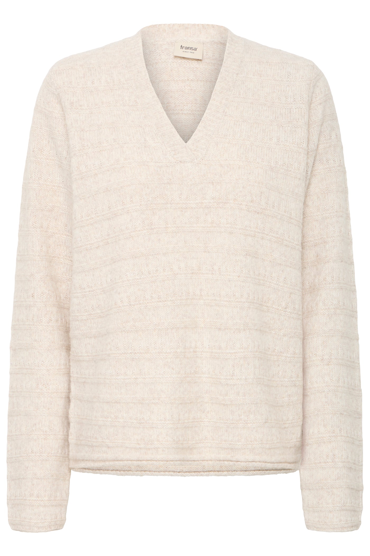 Fransa Oatmeal V Neck Pullover