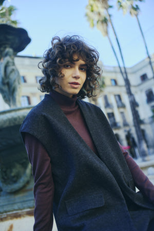 Fransa Charcoal Minta Gilet