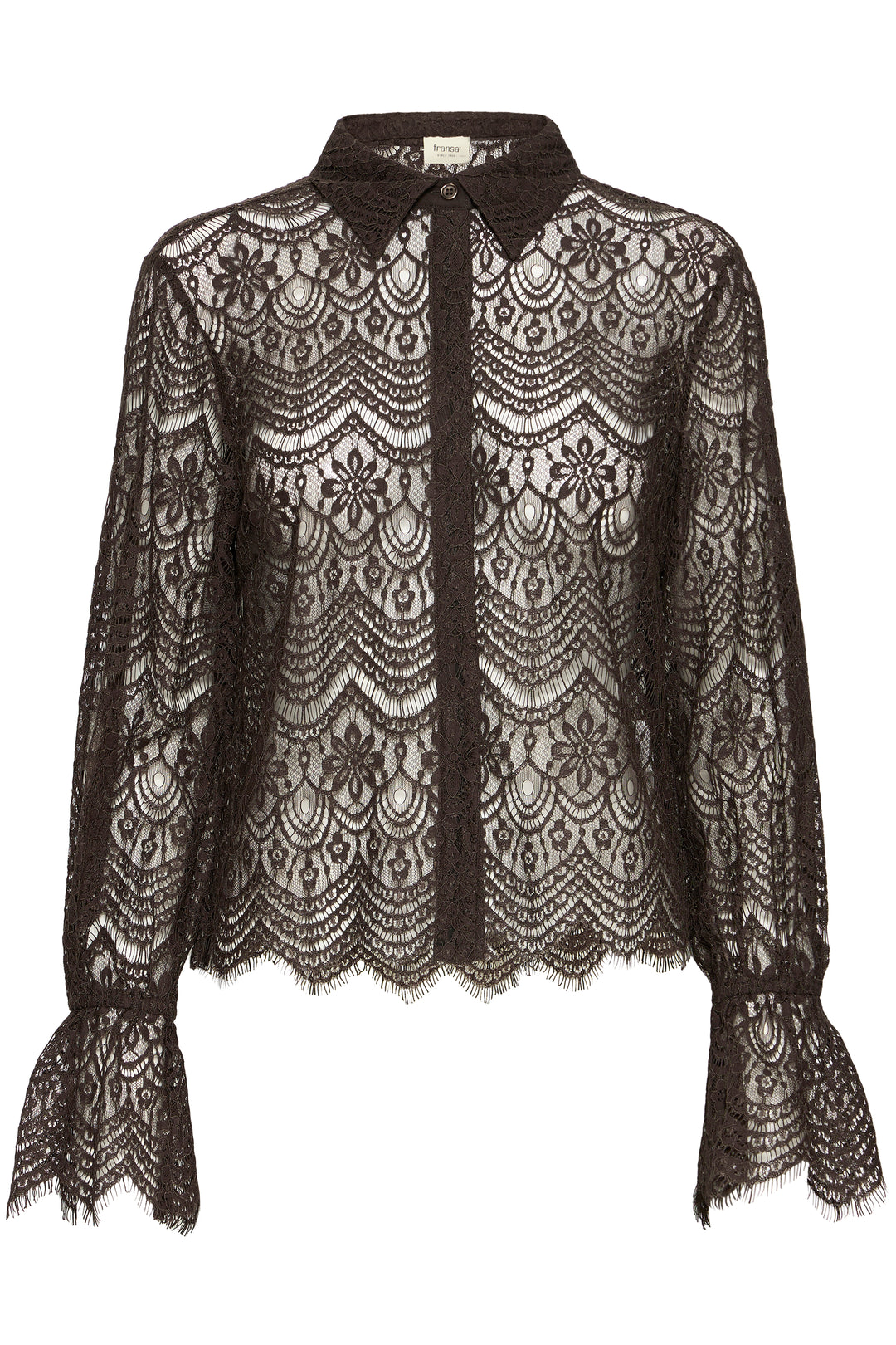 Fransa Chocolate Lace Caty Shirt