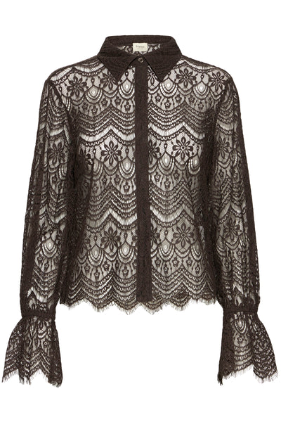 Fransa Chocolate Lace Caty Shirt