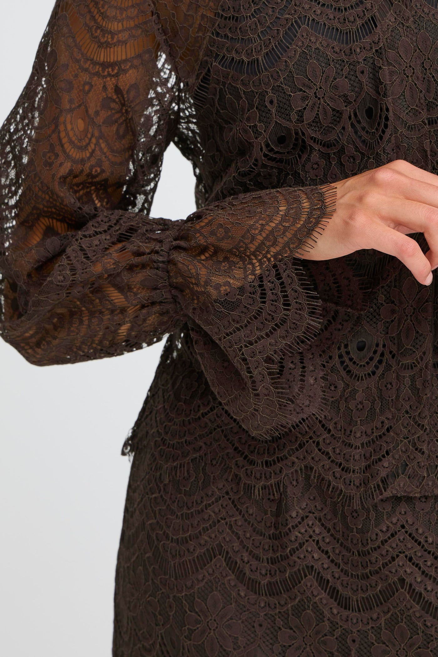 Fransa Chocolate Lace Caty Shirt