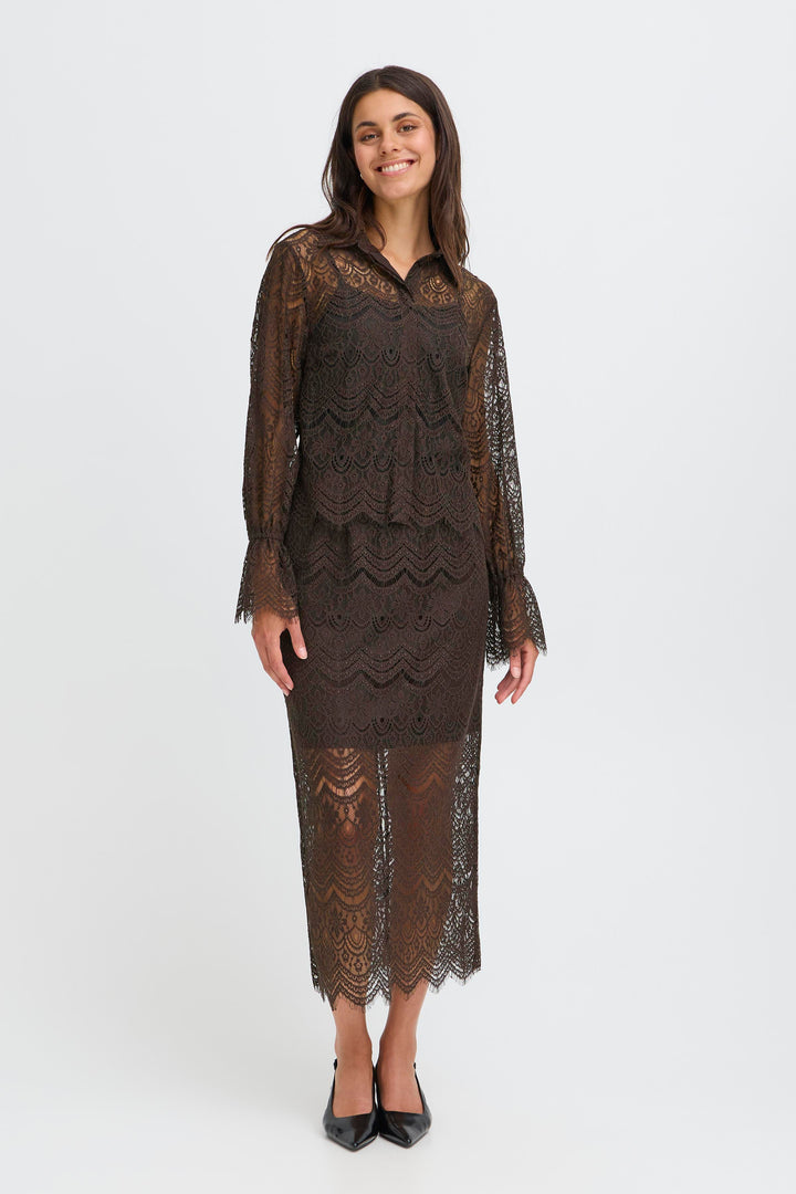 Fransa Chocolate Lace Caty Shirt
