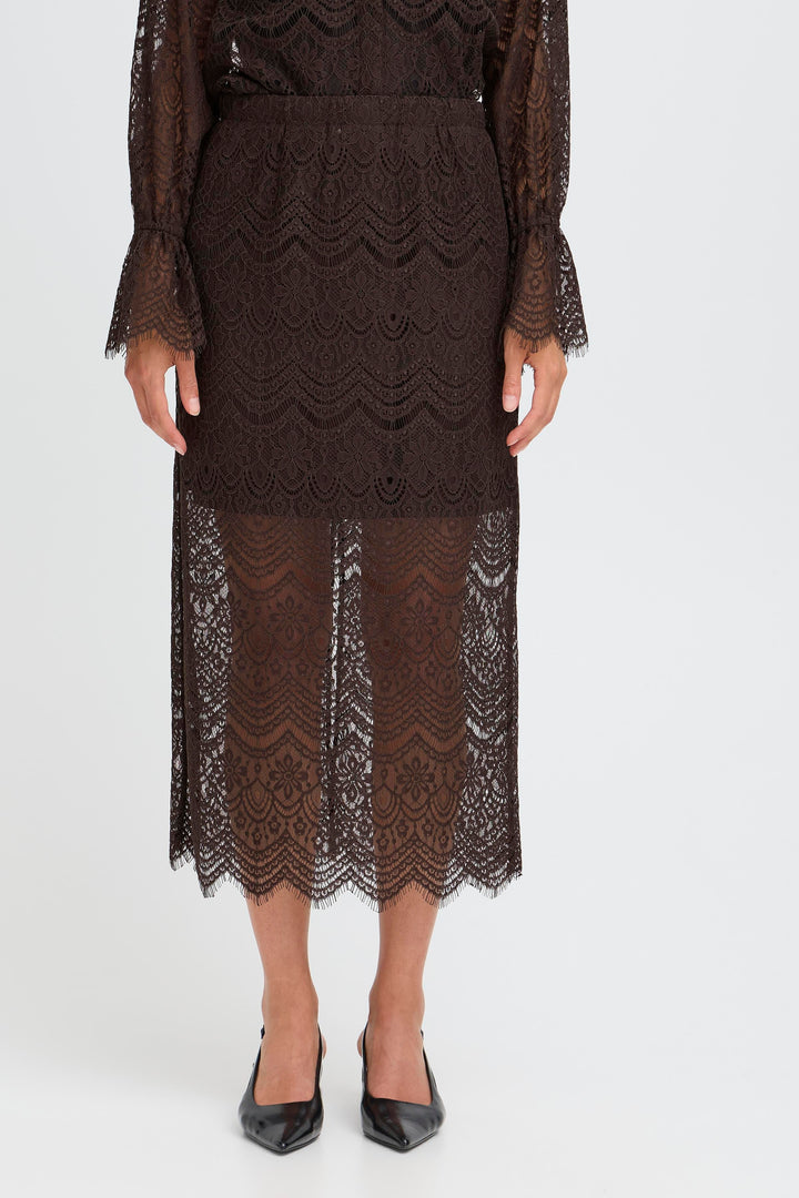 Fransa Chocolate Lace Caty Skirt