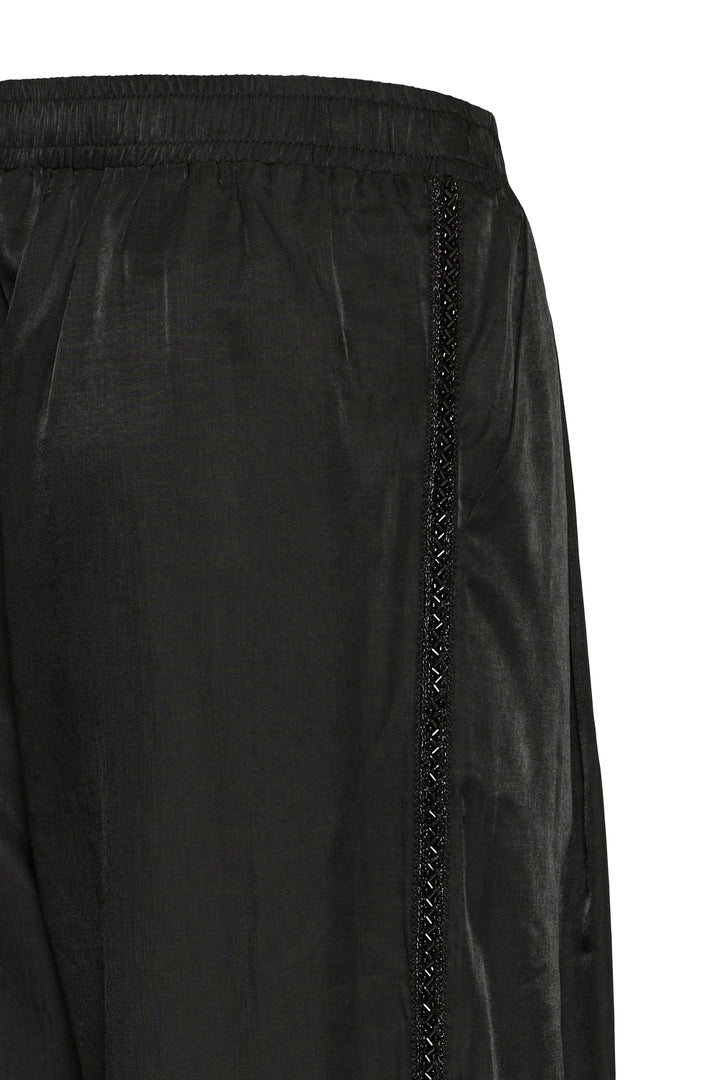 Fransa Black Embellished Side Trousers