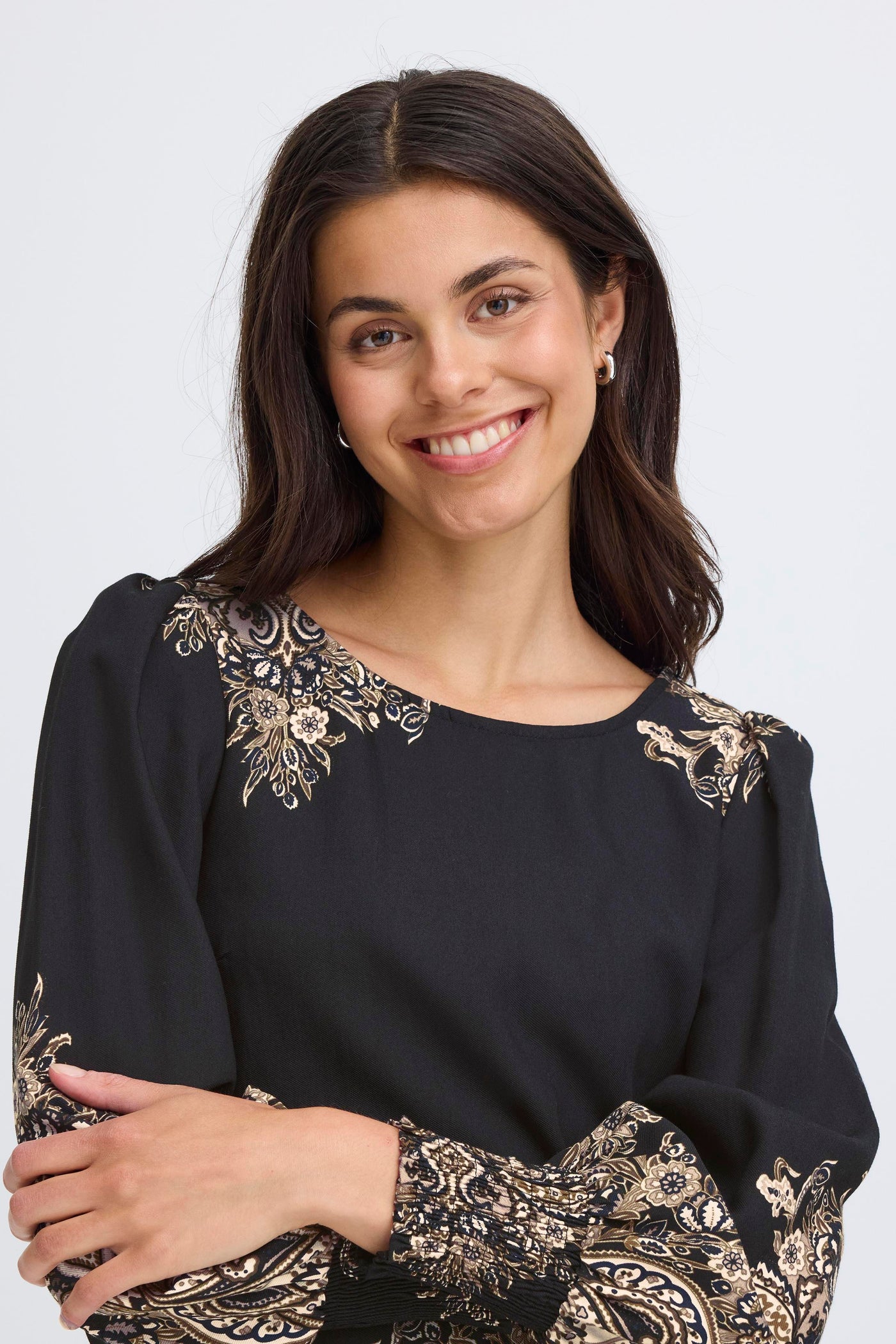 Fransa Black Paisley Adara Blouse