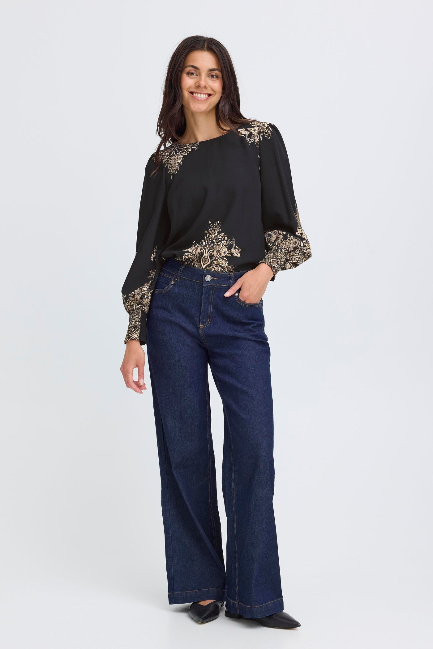 Fransa Black Paisley Adara Blouse