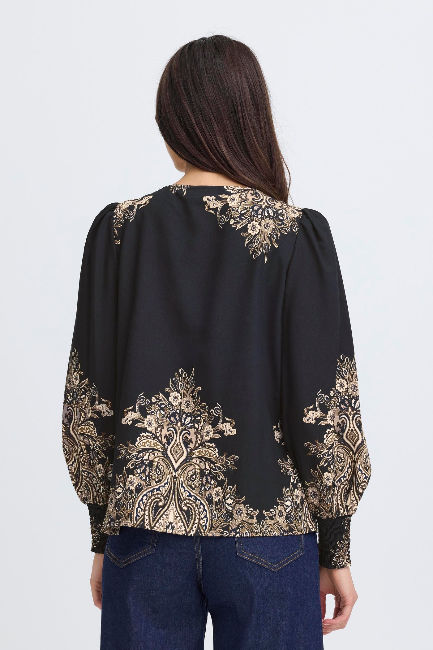 Fransa Black Paisley Adara Blouse