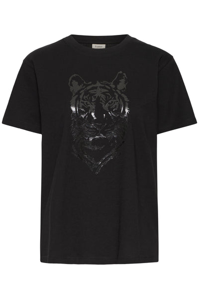 Fransa Black Tiger Print T-Shirt